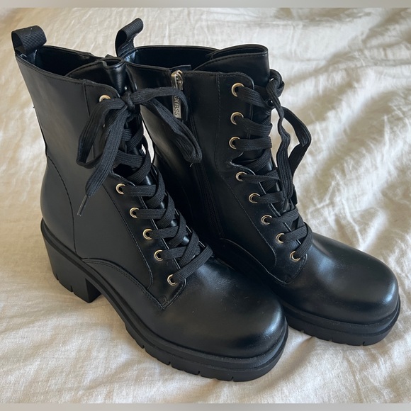 Guess Juel Lace-Up Booties Black - Picture 1 of 8